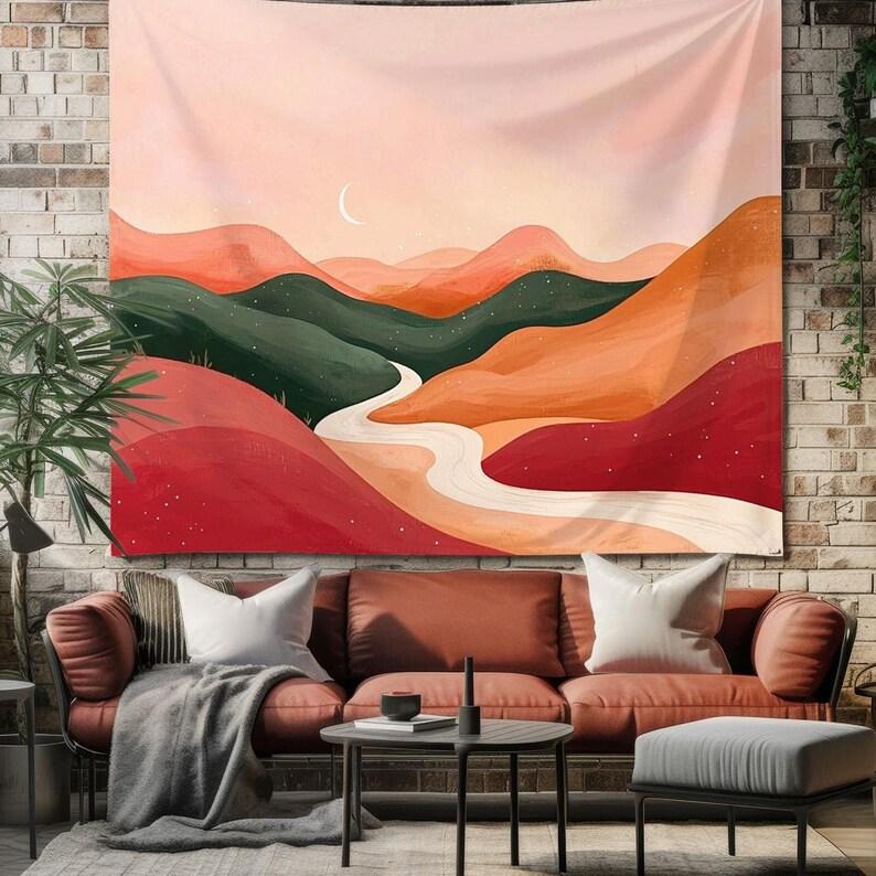 Abstract landscape at sunset tapestry 75x100 чёрный