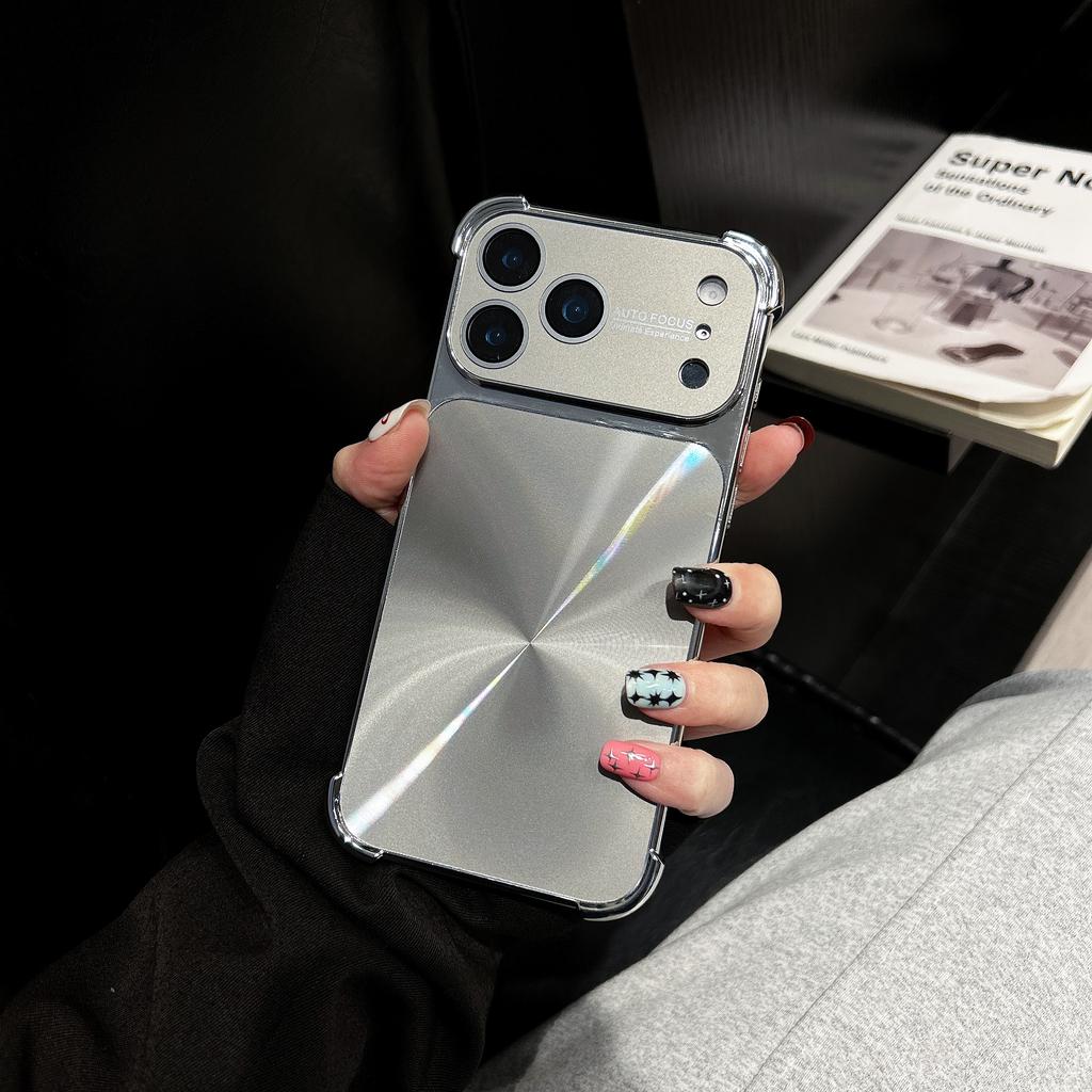 Luxury Plating CD Texture Laser Phone Case For iPhone 17 Air 16 15 14 13 Pro Max Plus Dazzle Aurora Armor Shockproof Hard Cover