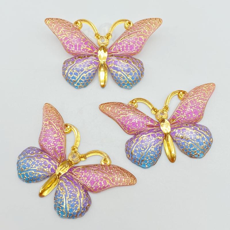 10Pcs/Lot New Acrylic Mixed Butterflies With A Hole Flat Back Scrapbooking Hair Bow Center Embellishments DIY Accessories C78