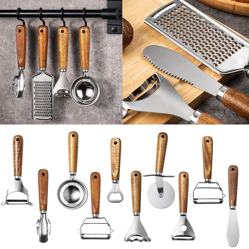 Stainless Steel Kitchen Tool Kit Handheld Wooden Handle Fruit Vegetabless Grater Plane Easy Operate Non-Slip Cooking Tool