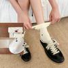 Autumn Cute Cartoon Pattern Socks, Flanged Mid-calf Socks, School-style Versatile Cotton Socks