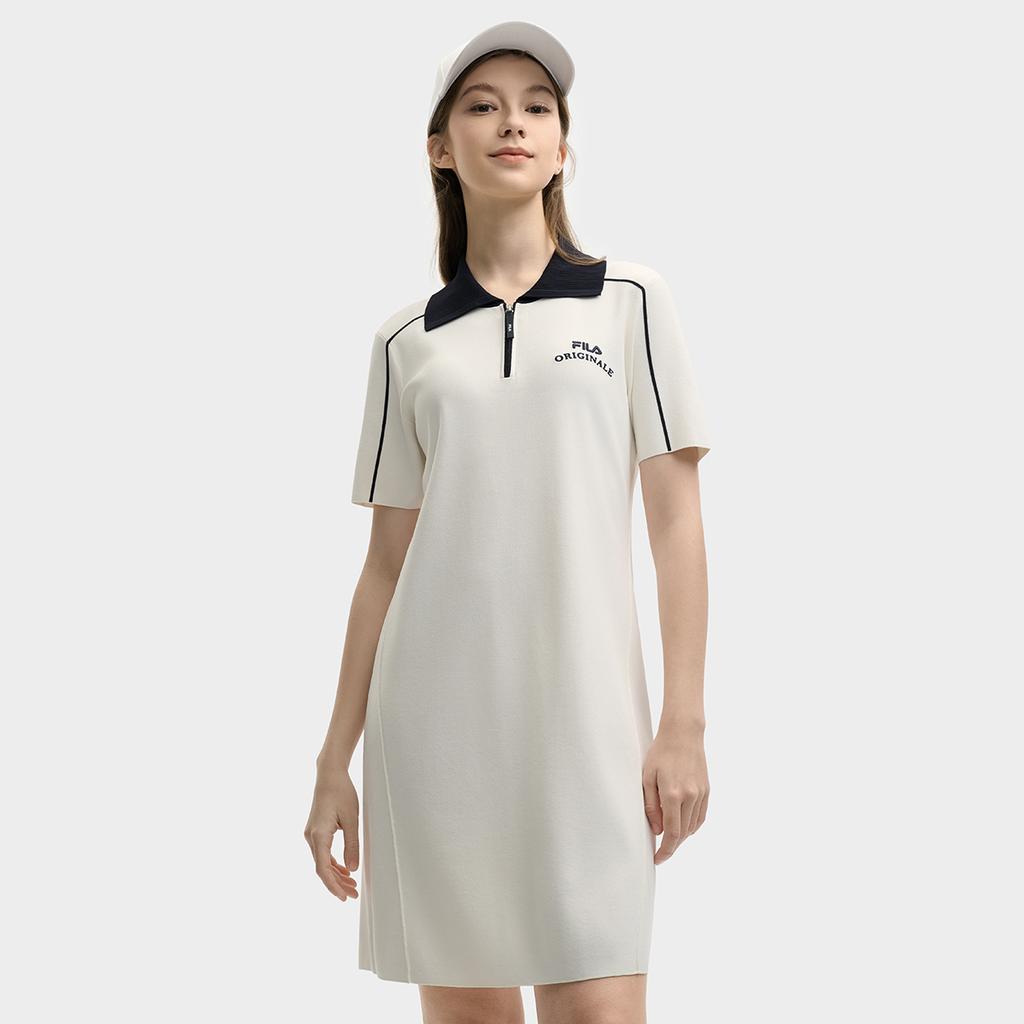 New FILA ORIGINALE Short Sleeved Dress Women's Cloud White F11W529306FWT