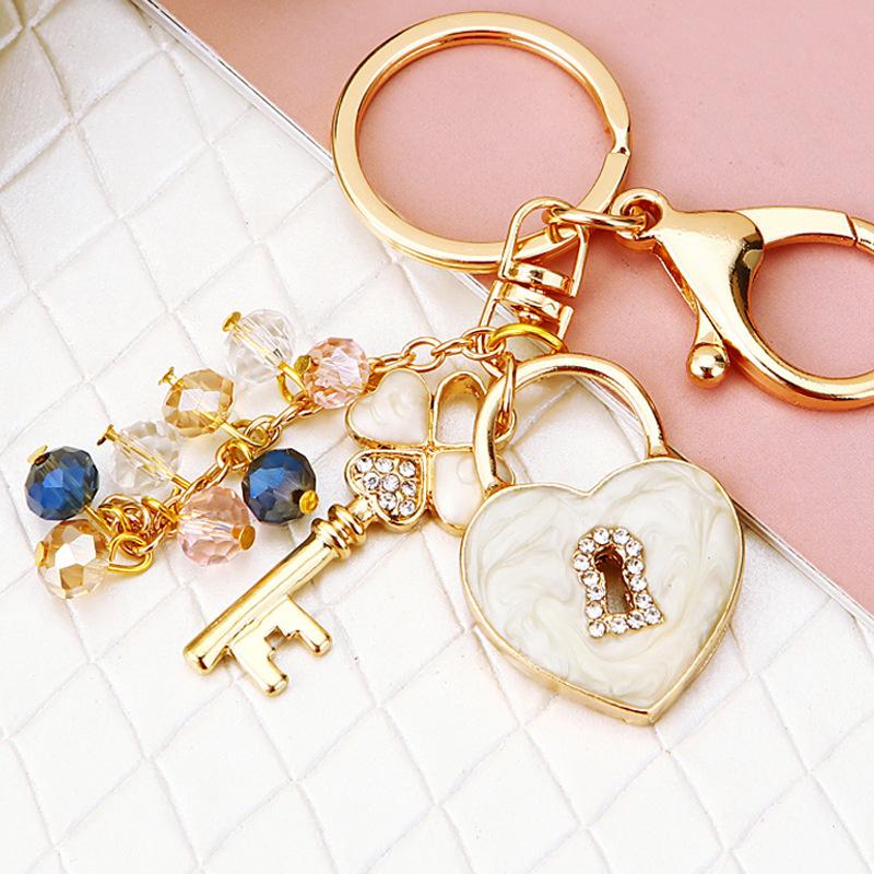 Handmade Luxury Charm Pearl-Tassel Love Pendant Cute Rhinestone Sweet Creative Bag Accessory Bag Charm