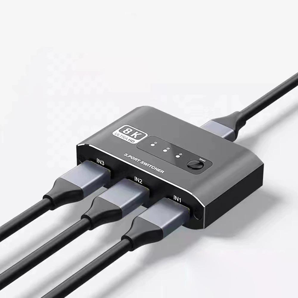 

Q8Q3-2 4K 120Hz HDMI Switch 8K 3 In 1 Out HDMI 2.1 Video Switcher As Shown A