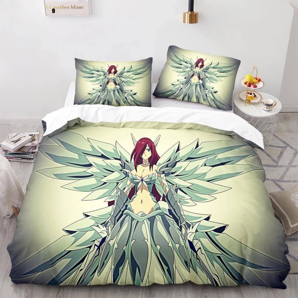 Nuevo Juego de Cama Fairy Tail Anime Japonés Niños Niñas Regalo Decoración de Dormitorio Tamaño Individual Twin Completo Queen Textil para el Hogar Dropshipping