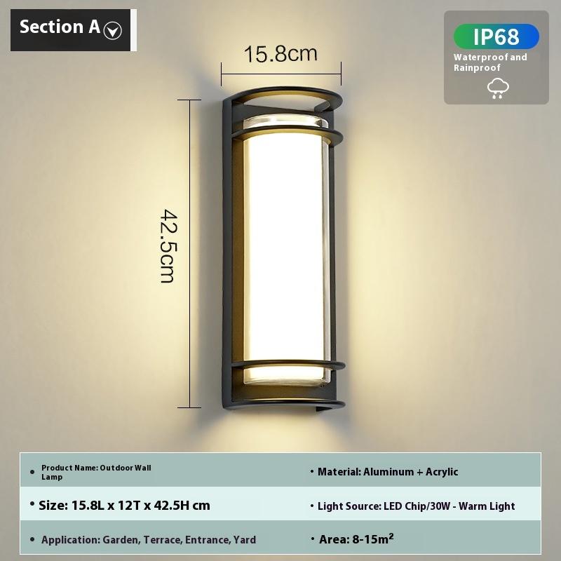 Modern Waterproof LED Wall Lamp with Aluminum Source IP65 Rating for Outdoor Corridor Balcony Villa Garden Wall-Mounted Lighting