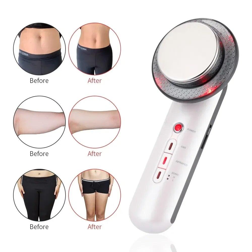 Massaggiatore dimagrante per il corpo con cavitazione ad ultrasuoni per donne Dispositivo di bellezza per il sollevamento facciale a infrarossi lontani per la perdita di peso con micro corrente EMS