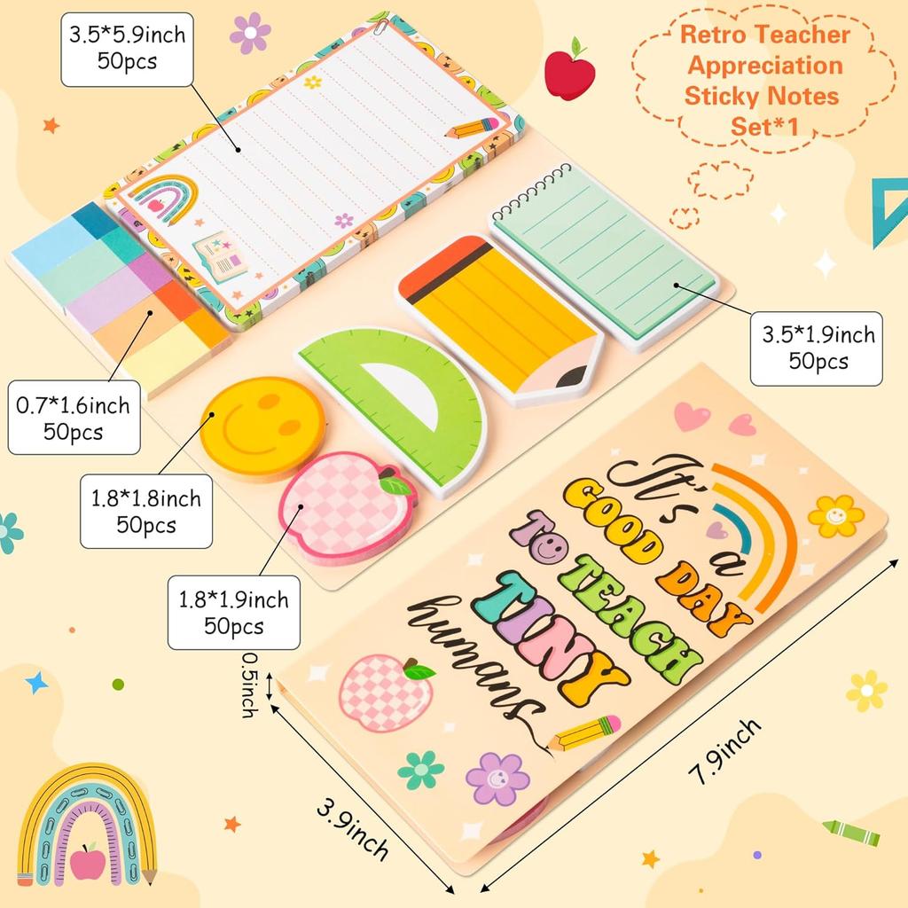 B1ykin Cute Sticky Notes Set - A Good Day to Teach Tiny Humans Self-Stick Notes Pad, 550 Sheets Writing Memo Pages Sticky Notepad for Teacher