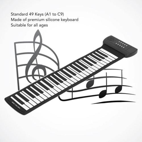 PM49H 49-Key Roll-Up Piano with External Voices, USB Battery Powered, Portable Keyboard Piano for Kids and Beginners, 4D Surround Sound, 16 Voices (PM