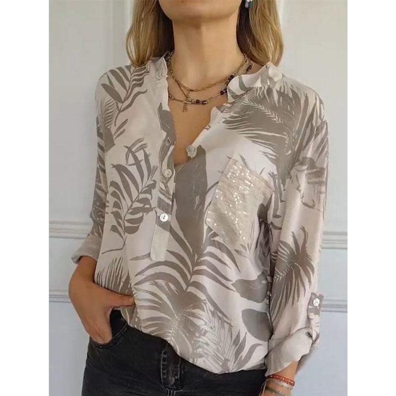 Neue Bluse mit V-Ausschnitt und modischem Design für Damen