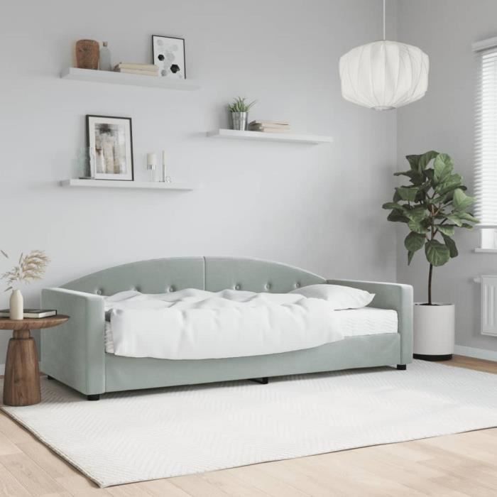 VidaXL Lit de jour avec matelas gris clair 80x200 cm velours 3197270