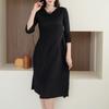 Plara Women Diagonal Overlap Pleats Dress