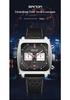 Sanda Men's Chronograph Quartz Watch: Square Dial, Three Eyes, Six Hands, Luminous, Calendar, Waterproof.