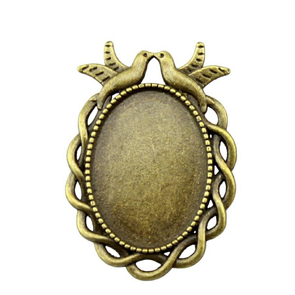 Oval Bezel Pendant Setting With Bail Fit 18x25mm Cabochon Blank Bases Tray