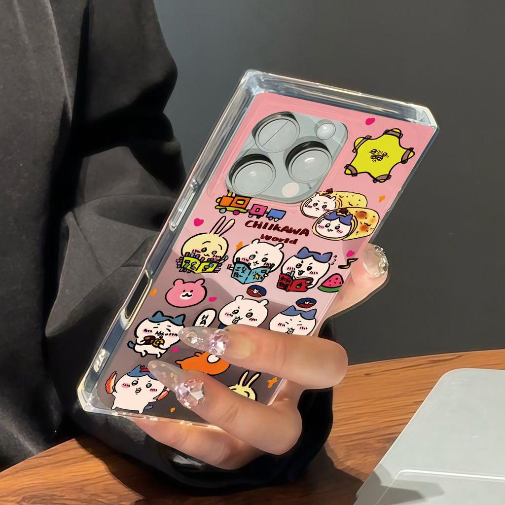 Clear Square Back Tube Case Protection For iPhone 15 Plus 14 Pro Max 12 11 13 16 ProMax Anti-Oxygen,Cartoon Animals Pattern Casing