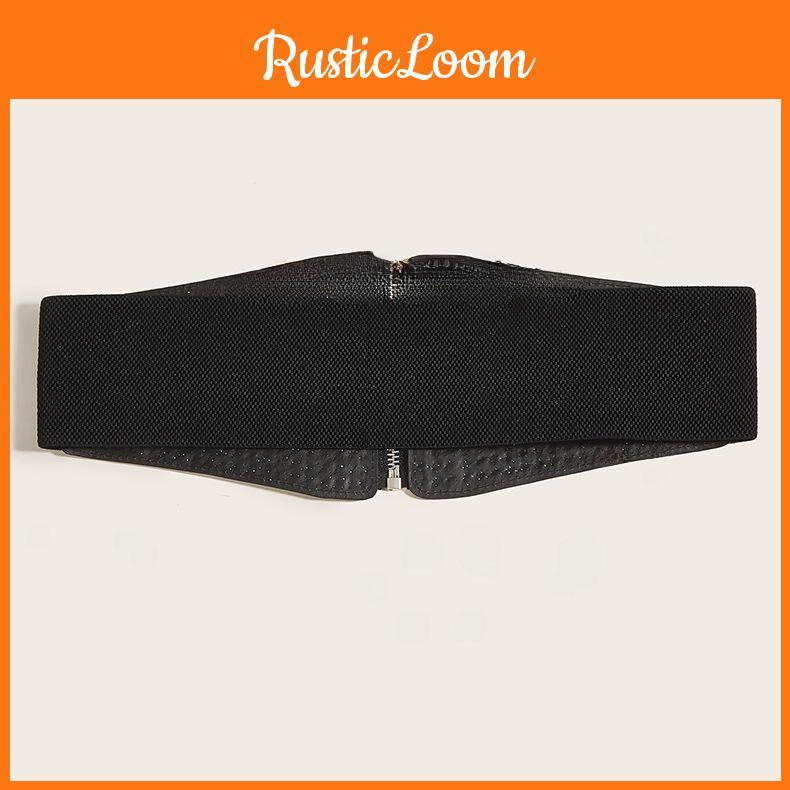 Small Flat Multiple Nail Zipper Waist Seal Waistband With Rivets Black Belt