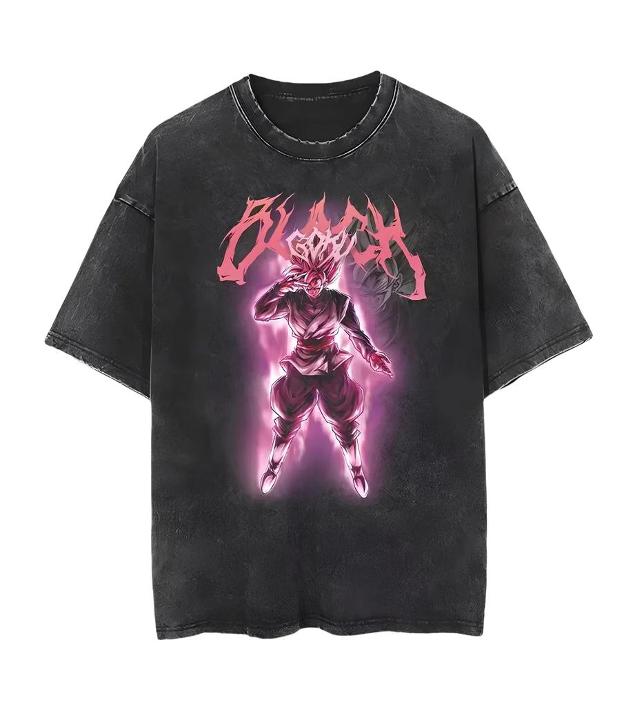 Anime Dragon Ball Z Vegeta Vintage Wash T-Shirt Short Sleeve Loose Sports Fitness T-Shirt Men's Harajuku Clothing Dragon Ball