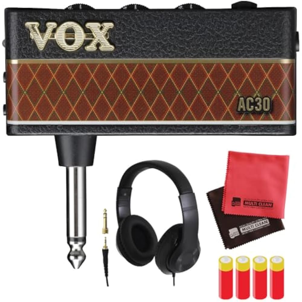 Vox Headphone Amp amPlug3 AC30, Headphones, Cable, and 4 AA Batteries—4-Piece Set