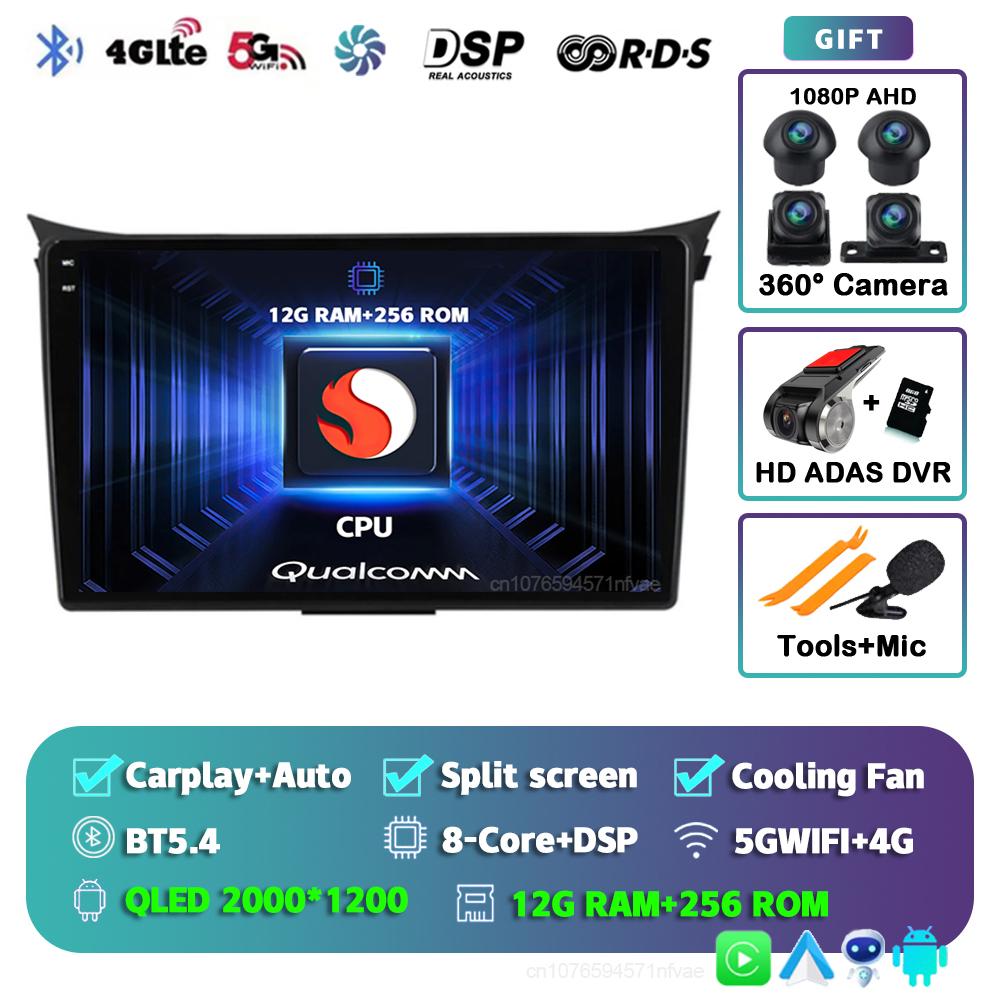 Android 14 Carplay Car Radio For Hyundai i30 2011 - 2017 Multimedia Video Player Navigation DVD Stereo 2Din DSP AI Voice GPS BT