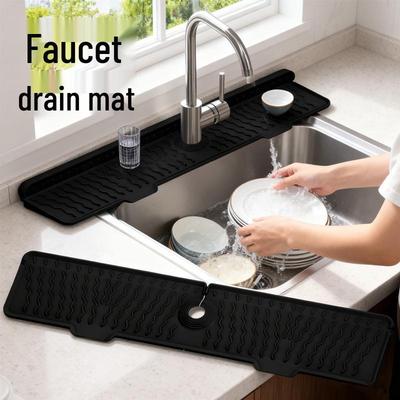 Alfombrilla de Silicona para Grifo de Fregadero: Alfombrilla Rectangular de Color Sólido para Fregadero de Cocina