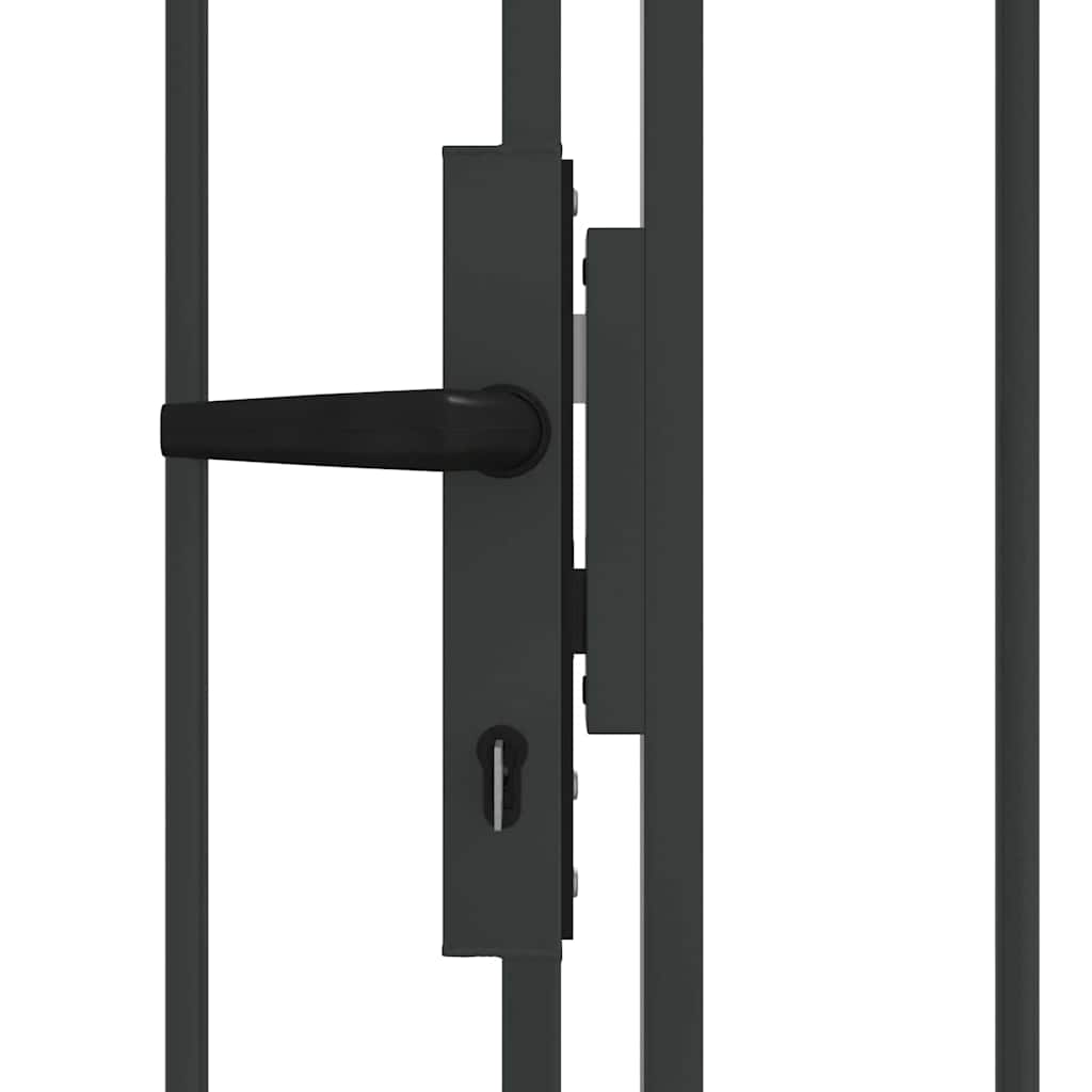 Fence Gate ASSEN 401 X 224.5 Cm Steel Gray Lockable
