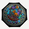 Dinosaur Kingdom Glass pattern umbrella, portable and foldable design, 8 ribs, a casual accessory for Halloween, Christmas, and birthday gifts.