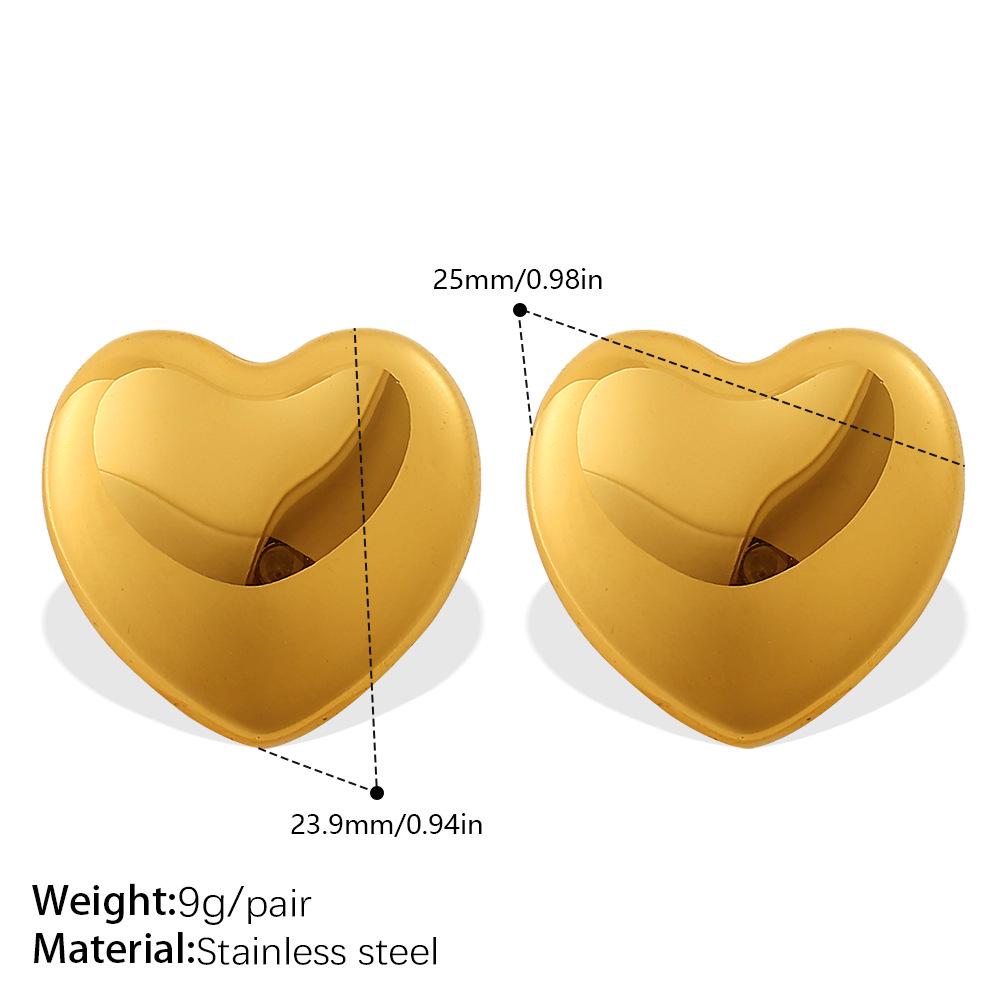 

Minimalist Heart-Shaped Stainless Steel Earrings for Women – Light Luxury Style, Exaggerated Peach Heart Studs, Versatile Jewelry.