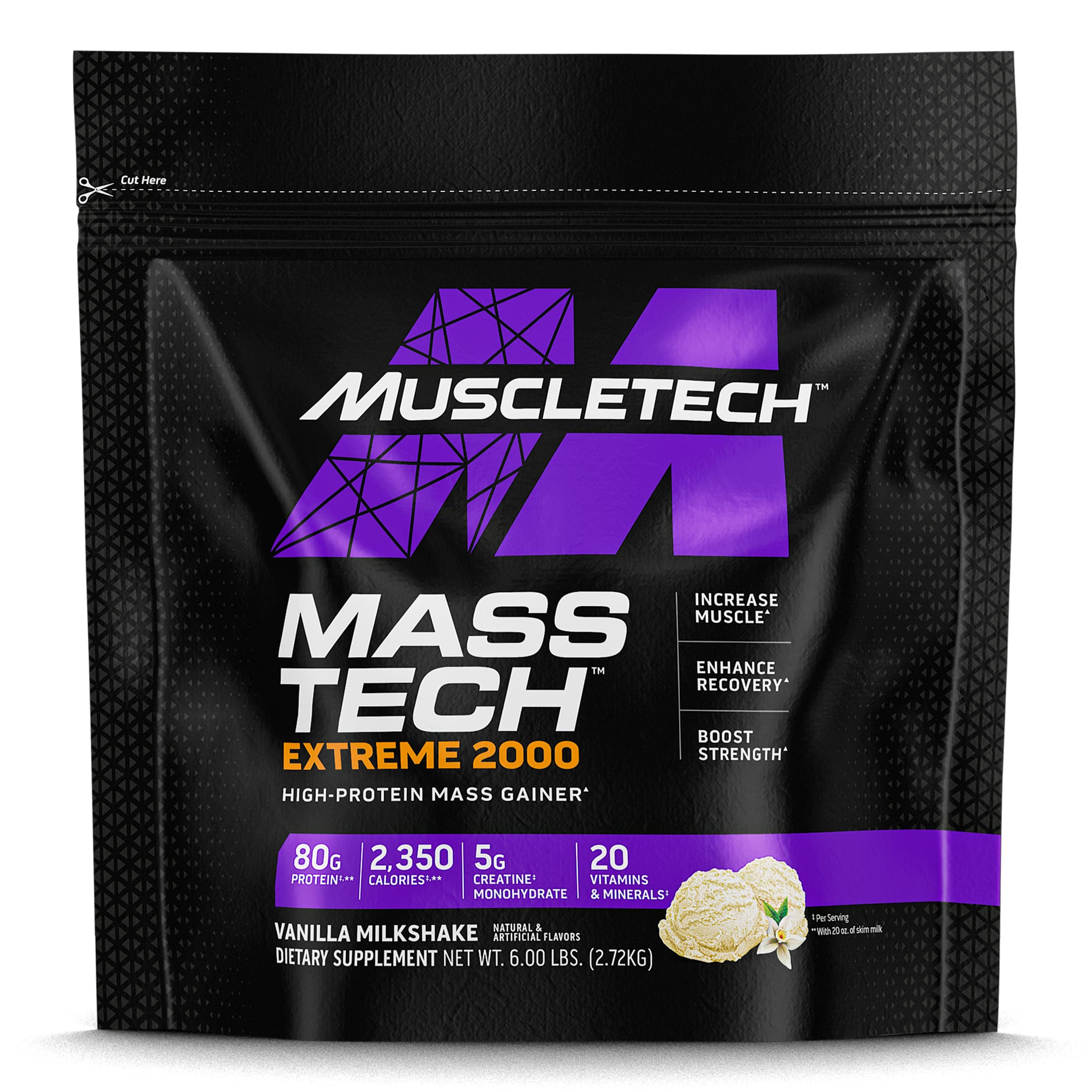 

MuscleTech, Mass Tech™ Extreme 2000, Vanilla Milkshake, 6 lbs (2.72 kg)