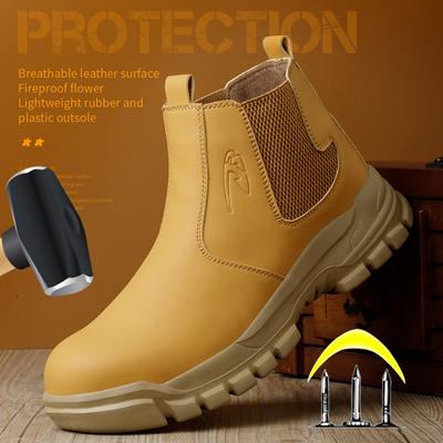 Scarpe da Lavoro di Sicurezza da Uomo Punta in Acciaio Impermeabili Pelle Stivali Marroni Calzature Maschili Indistruttibili Scarpe da Cantiere Nere