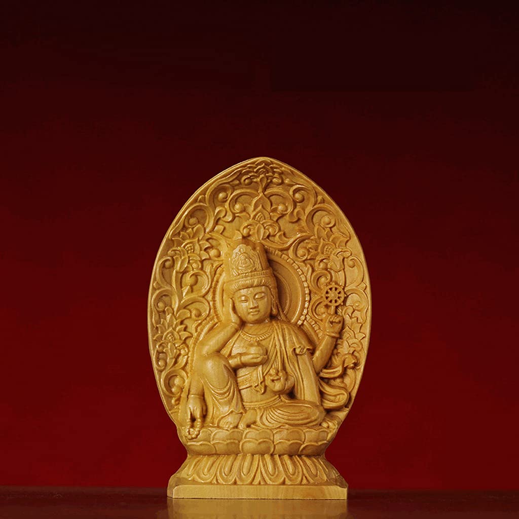 Buddhist statue of Nyoirin Kannon carved from boxwood Car ornament Protection from good benefits Bodhisattva, (height approx. 7cm) [Mini type]