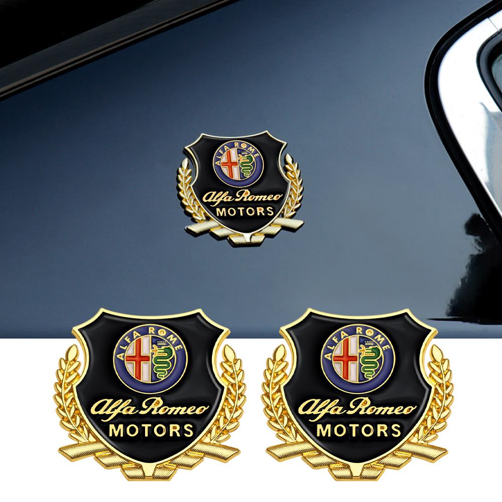 2 Stück 3D Metall Emblem Design Auto Karosserie Fenster Dekor Aufkleber Auto Styling Für Alfa Romeo 159 Stelvio Volante Giulietta Mito 147 F1