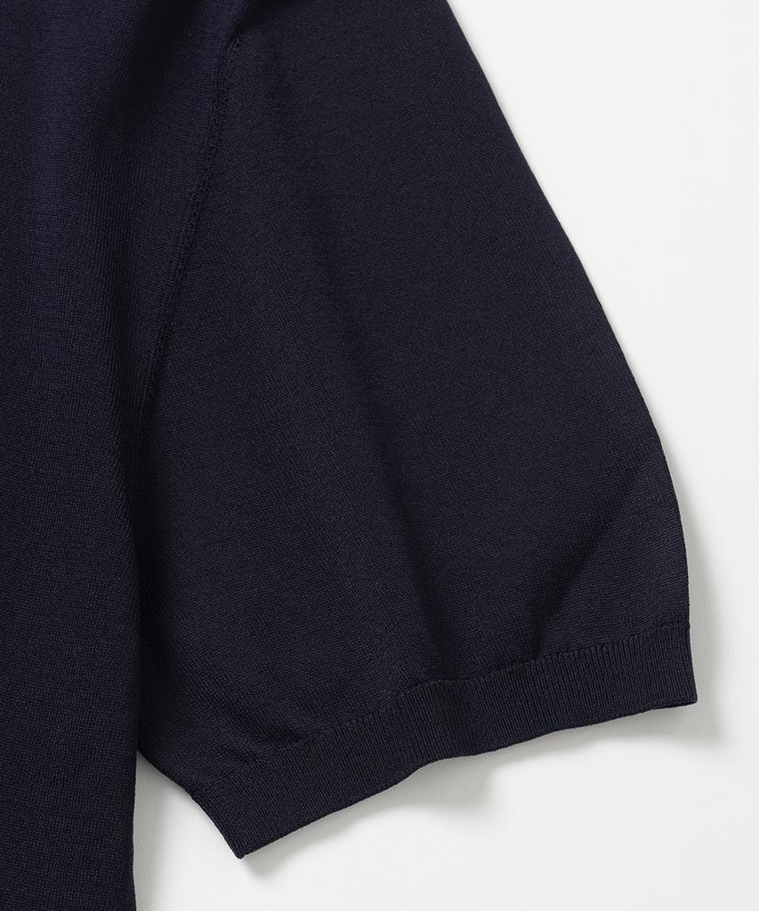 XOX Basic Cool Round Crop Short Sleeve Knit [Navy]