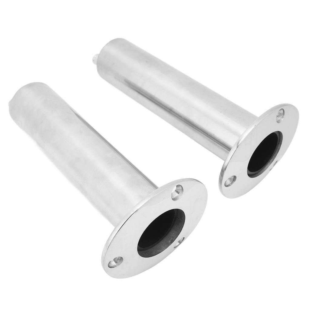 2Pcs Fishing Rod Holders Support Stainless Steel Heavy Duty Fishing Pole Holders with Draining Tube Liner 90 Degree for