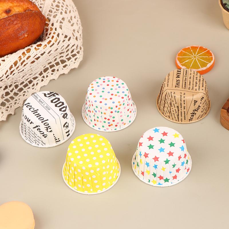 50 stuks Krullend Papieren Bekertje Flens Cake Papieren Bekertje Oliebestendig Cupcake Bakje Bakvorm Bakplaat Doos Bruiloft Feest Muffin Bekers