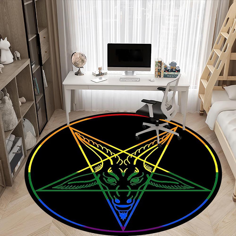 1pc Baphomet, Occult Office Round Area Rug, Under Office Chairs Bedroom Living Room Home Decor, Room Deco, Available in Various Sizes