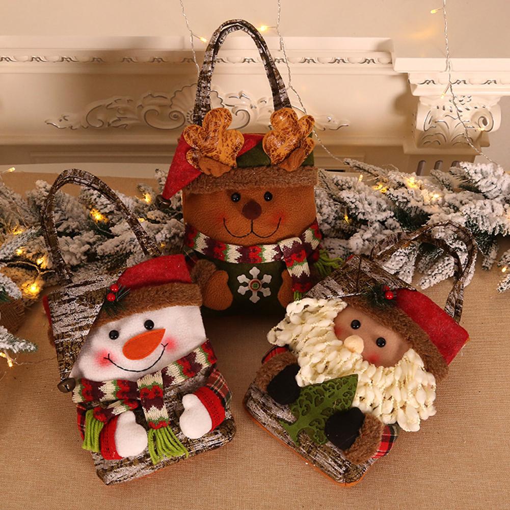 Christmas Handbag with Handle Cartoon Candy Bag Holiday Goodie Bag for Christmas Decoration Supplies