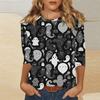Women's Fashion Casual Three-quarter Sleeve Halloween Printed Round Neck Top