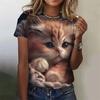 Summer Short Sleeved T-shirt Women's Casual Sports Top Cartoon 3D Printed Pattern Clothes