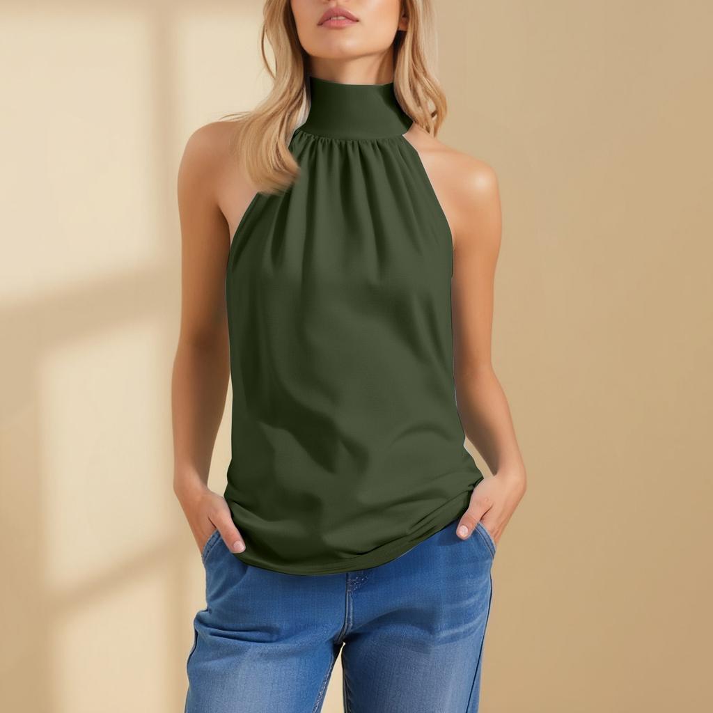 Modisches und lässiges ärmelloses einfarbiges sexy rückenfreies Top für Damen