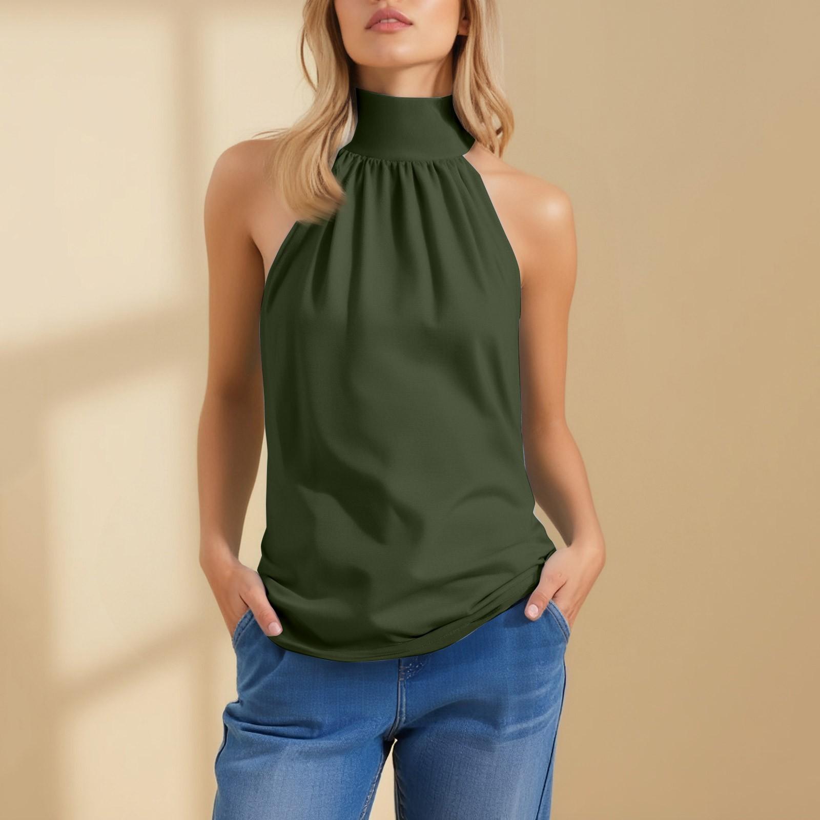 Women s Fashionable And Casual Sleeveless -color Sexy Backless Top XL