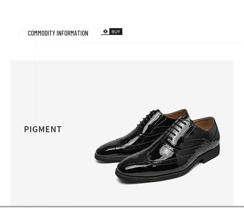 Men's Formal Gold Mirror Brogue Leather Shoes - Large Size, Lace-up Wedding Groom Attire
