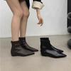 Inner heightening fashion boots 2025 new sewing line simple pointed and ankle boots flat short boots women's thin boots