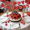 Cute Ladybug Theme Happy Birthday Party Decor Banner Cupcake Toppers Hanging Swirls Red Black Polka Dot Baby Shower Supplies