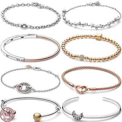 Sun Moon Open End Bangle S925 Sterling Silver Exquisite Rose Gold Heart Shaped Bracelet Charm Women's Jewelry Gift