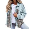Langermet dongerijakke for kvinner i plussstørrelse Basic Lapel Button Down Cropped Casual Jean-jakker Trucker Coats-jakke