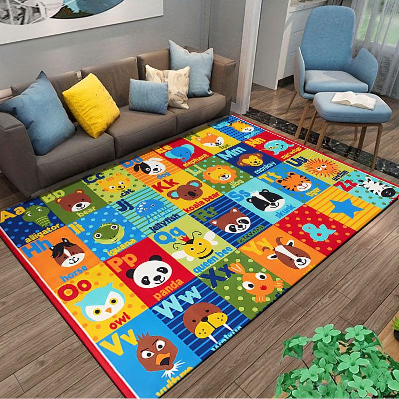 Alphabet Animals Educational Carpet suitable as a non-slip mat for the living room or bedroom sofa