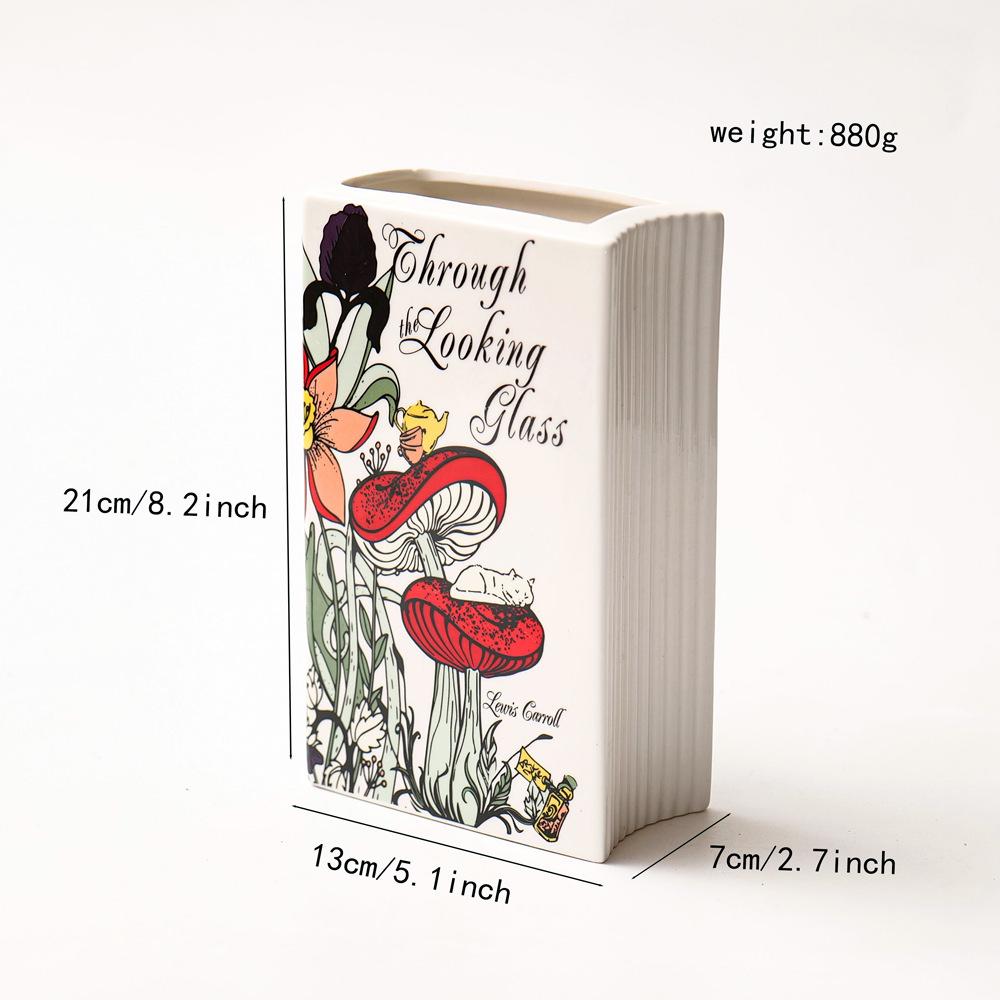 Ceramiczny Wazon Uchwyt na Kwiaty Kreatywny Dekor Książkowy Ozdoba na Biurko do Salonu Stół Jadalny