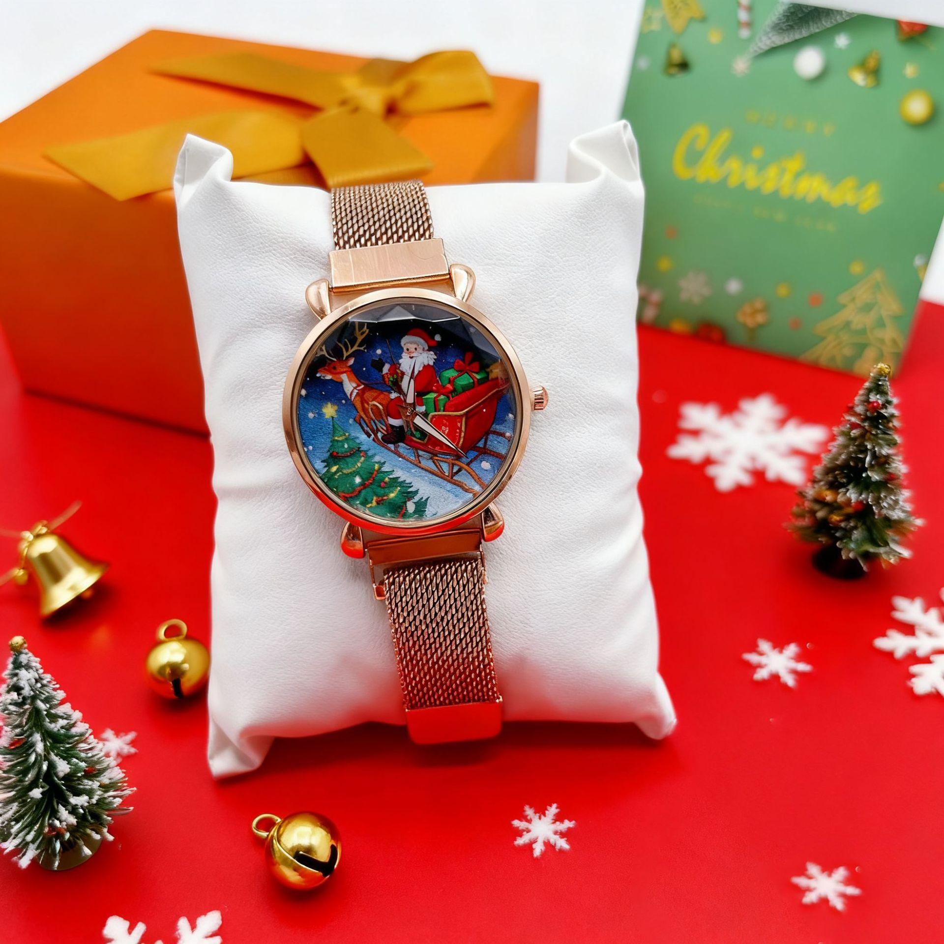 Christmas Character Ladies Magnetic Watch Gift Box Quartz Watch Companion Gift Support Customized Dial