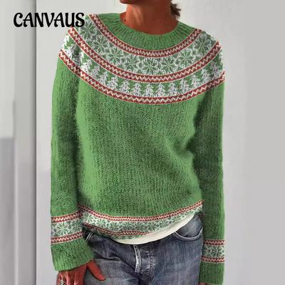 Women's Plus Size Sweater Round Neck Color Blocking Loose Fashion Pullover Knit Sweater