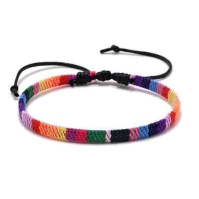 Rainbow Ethnic Bracelet, Anklet, Original Handmade, Cotton and Linen Bracelet, Clothing Accessories